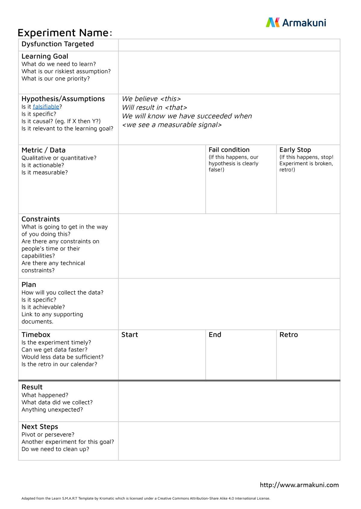Experiment sheet